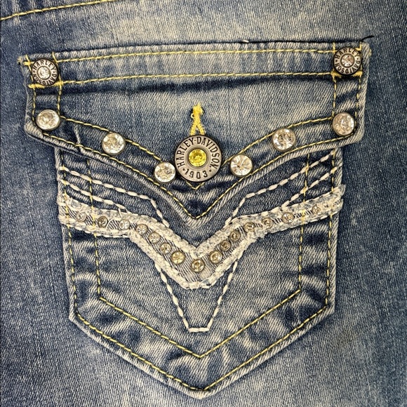 Harley-Davidson Skinny Embellished Low-Rise Wash Jeans 99161-16VW Size 6 - Picture 11 of 16